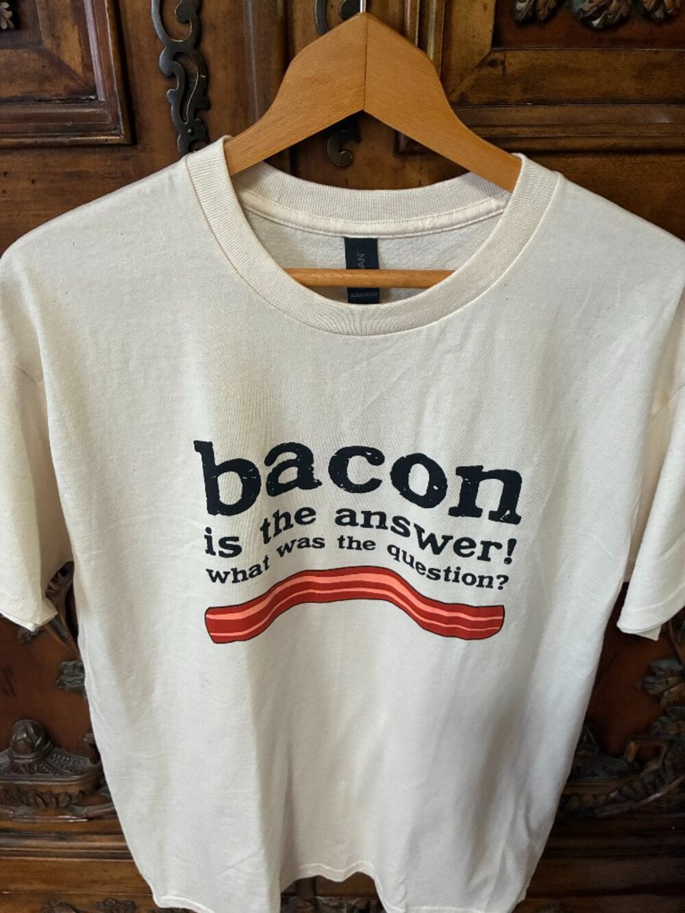 Bacon Is The Answer Funny Bacon Lover Unisex TShirt Large Gildan Foodcore Casual